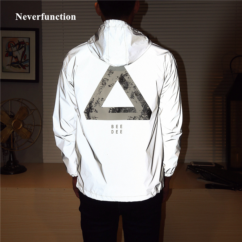 Reflective Jacket Men/women Harajuku Windbreaker Jackets Hooded Streetwear