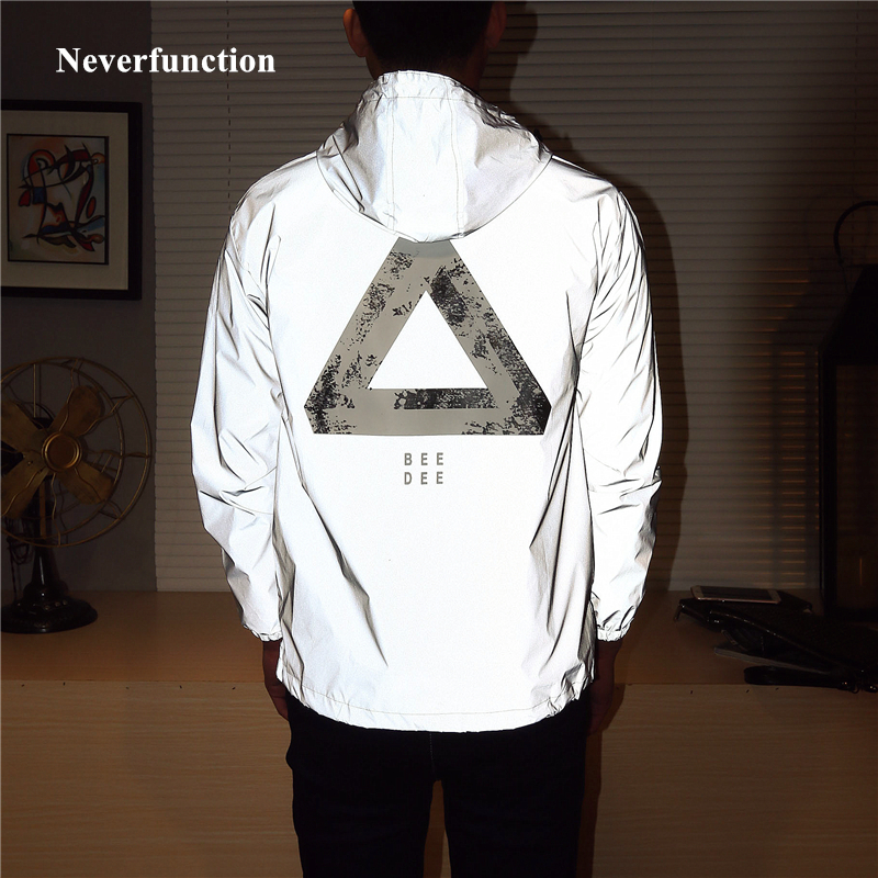 Reflective Jacket Men/women Harajuku Windbreaker Jackets Hooded Streetwear  Coat