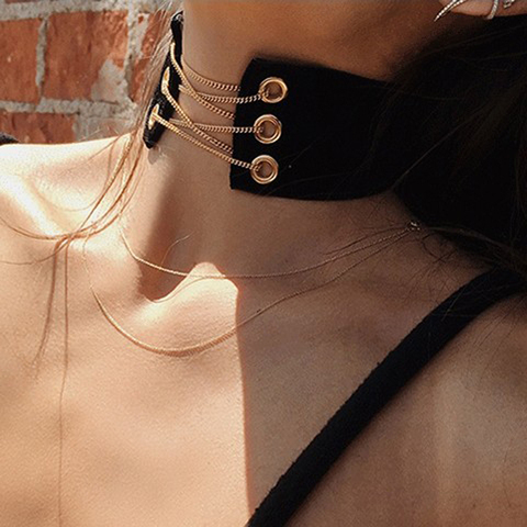 2022 New Arrival Gothic Velvet Leather Choker Necklace Sexy Wrap