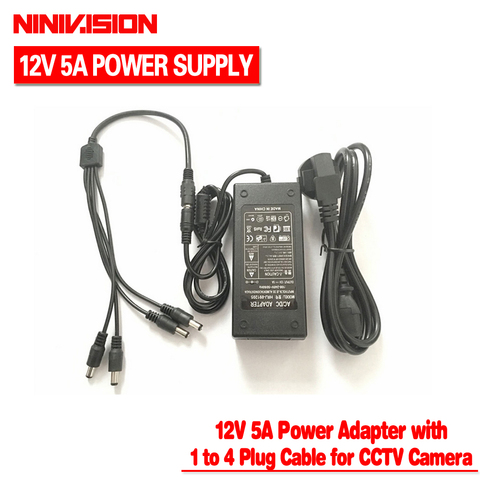 NINIVISION 12V 5A 4 Port CCTV Camera AC Adapter Power Supply Box For The CCTV Camera ► Photo 1/6