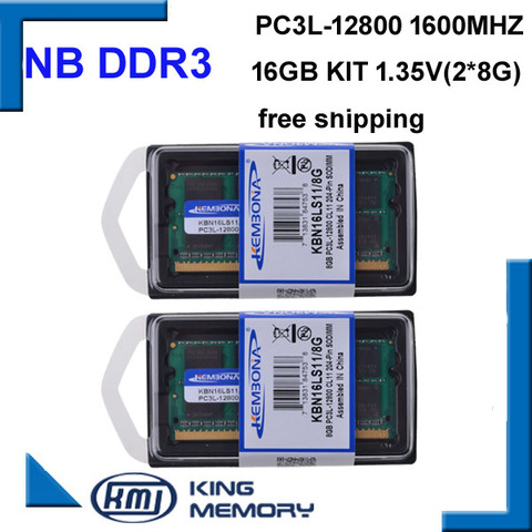 KEMBONA new arrive laptop rams sodimm DDR3L DDR3 16GB(kit of 2pcs ddr3 8gb) PC3L-12800 1.35V low power 204pin ram memory ► Photo 1/2