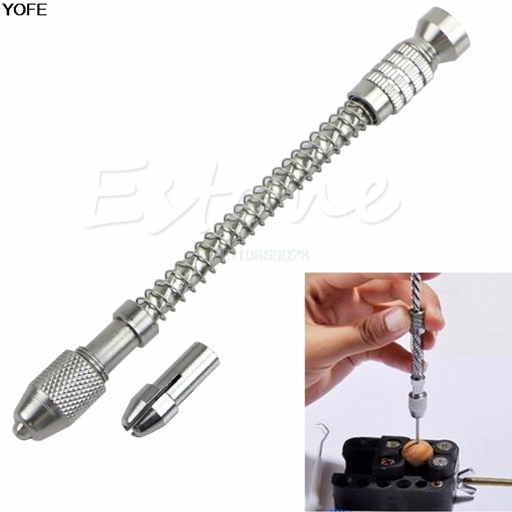 Mini Micro Spiral Hand Manual Push Drill Chuck Twist Pin Vise Bit Jewelry Tool B