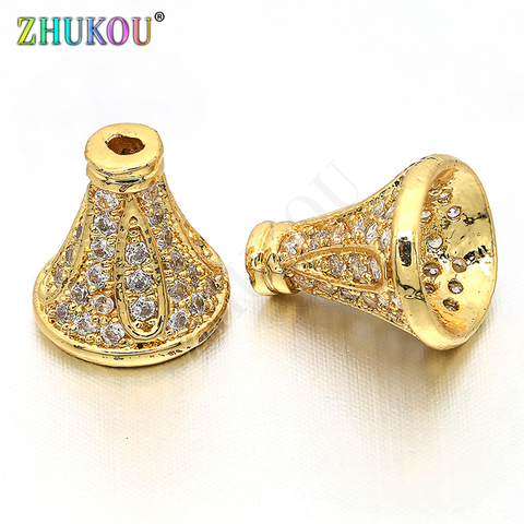 8*9mm Brass Cubic Zirconia Bead Caps DIY Women Necklace Pendant Jewelry Accessory Findings, Model: VH2 ► Photo 1/1