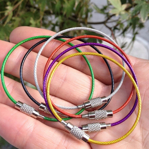 5PC Colorful EDC Stainless Steel Carabiner Keychain Key Holder Wire Keyrings Cable Rope Screw Locking Key Chain Outdoor Tools ► Photo 1/6