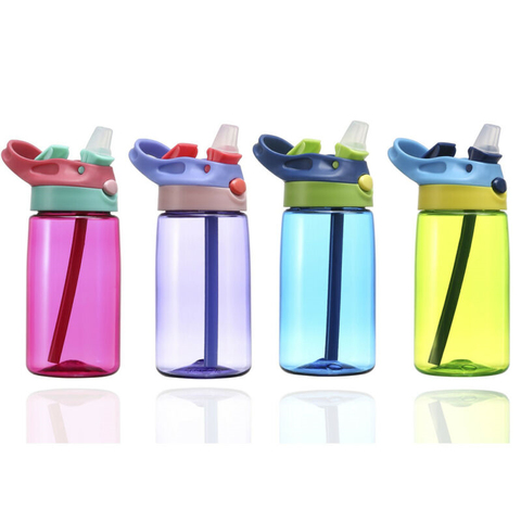 Baby Kids Bottles 500 ML Outdoor Hot Juice Straw Water Bottle Cups Straw  Leak-Proof Plastic Cup