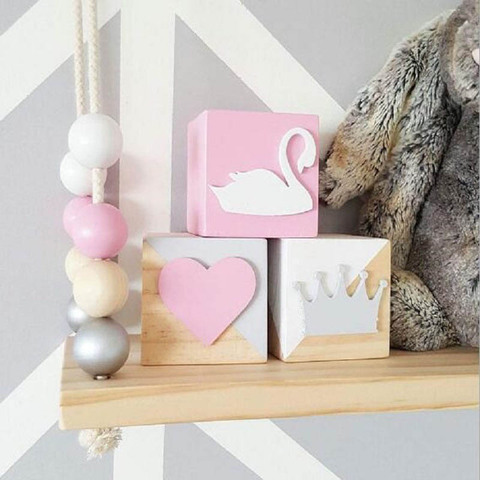 3PCS/Lot Nordic Style Wooden Blocks Swan Ornament Baby Birthday Gifts Kids Room Decoration Figurine INS Fairy Garden Photo Props ► Photo 1/6