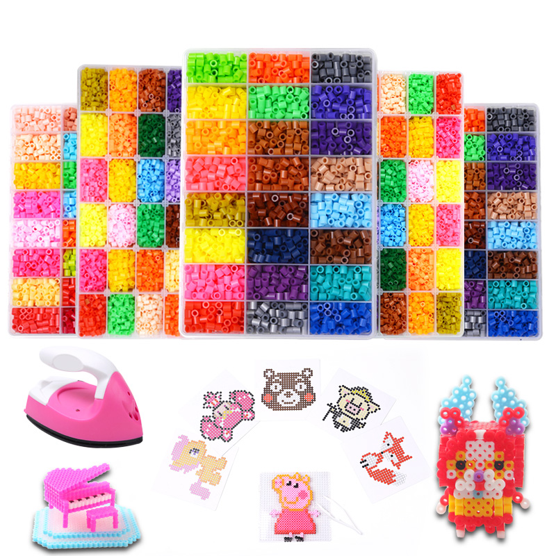 2.6mm Mini Hama Beads 80Colors kits perler PUPUKOU Beads Tool and template  Education Toy Fuse Bead Jigsaw Puzzle 3D For Children