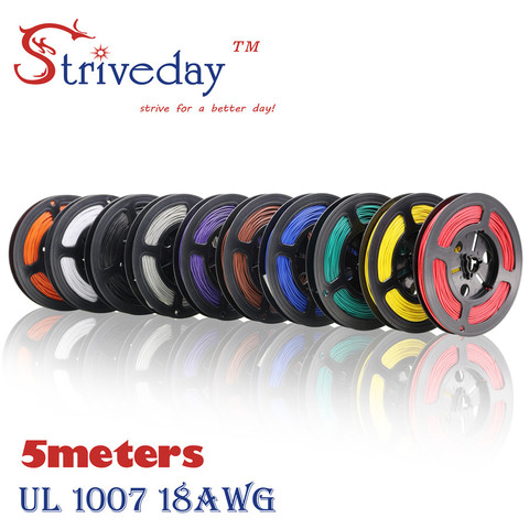 UL 1007 18 AWG Cable Copper Wire 5 Meters Red Black yellow 10 colors Can choose Electrical Wires copper Cables For DIy ► Photo 1/6