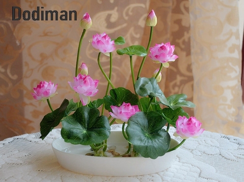 Artificial Simulation Mini silk lotus 4 colors Green plants decoration for Home hotel garden table decor ► Photo 1/6