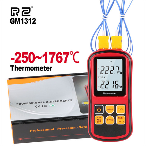 RZ Professional Thermometer Digital Measure Tool Hanheld Temperature Tester Temperaturo Meter With 2pcs Thermocouple GM1312 ► Photo 1/6