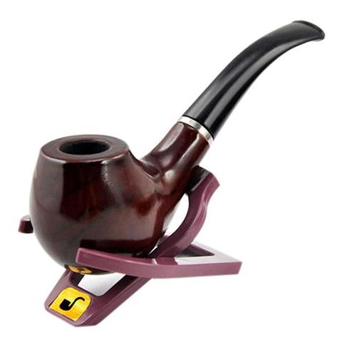 (1x Pipe + 1x Plastic stand+ 1x Leather pouch) Durable Wooden Smoking Tobacco Pipe Brand Cigarette Smoking Pipe ► Photo 1/3