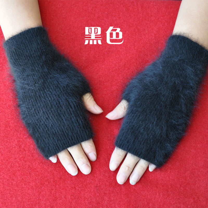Women's Gloves Winter Autumn Knitted Cashmere Wool Fingerless Wrist Warm Mittens