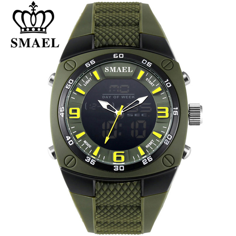 SMAEL Fashion Watches Men LED Sport Military-Watch Alloy Dial Resistant Male Analog Quartz Digital Watch Relogio Masculino 1008 ► Photo 1/6