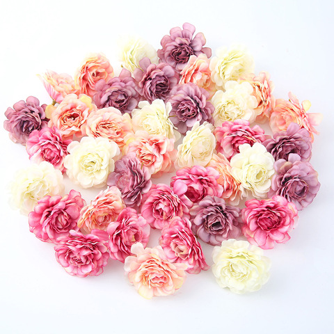 10pcs/lot Artificial Flowers 5CM Silk Rose Head For Wedding Party Home Garden Decorations DIY Craft  Wreath Christmas Flower ► Photo 1/6