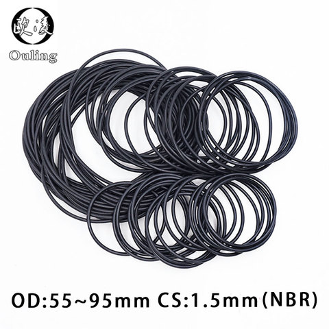 10PCS/lot Rubber Ring Black NBR Sealing O-Ring CS1.5mm OD55/60/65/70/75/80/85/90/95mm O Ring Seal Nitrile Gasket Oil Washer ► Photo 1/6