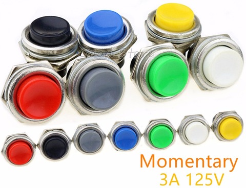 1PCS DS-212 Momentary SPST NO Red/Gray/Green/White/Black/Blue/Yellow Round Cap Push Button Switch AC 125V 3A  DS212 ► Photo 1/6