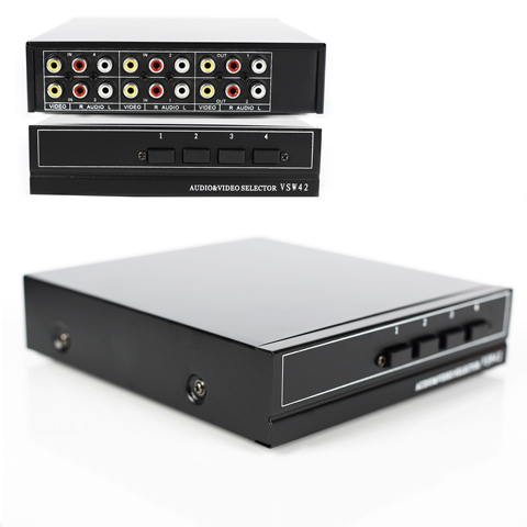 4 Ports 2 output Composite 3 RCA Video Audio AV Switch Switcher Box Selector 4 In 1 Out 4x1 4in 2out 4x2 for HDTV LCD DVD ► Photo 1/6
