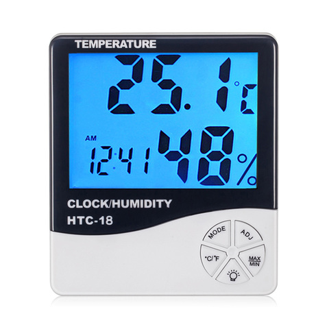 Backlit Luminous Display Room Indoor Digital Max Min Temperature and Humidity Meter Thermometer Hygrometer Time Clock Alarm ► Photo 1/6