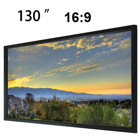 Top Rank Image 130 Inch Flat Fixed Frame Projection Screen Matt White 16:9 Projector Screens Best Seller For 3D Cinema System ► Photo 1/6