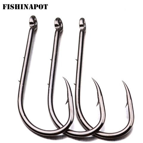FISHINAPOT 100pcs/Set High-Carbon Steel Fishhook 1# 2# 3# 4# 5# 6#  Carp Fishing Single Hooks Jig Big Barbed ► Photo 1/6