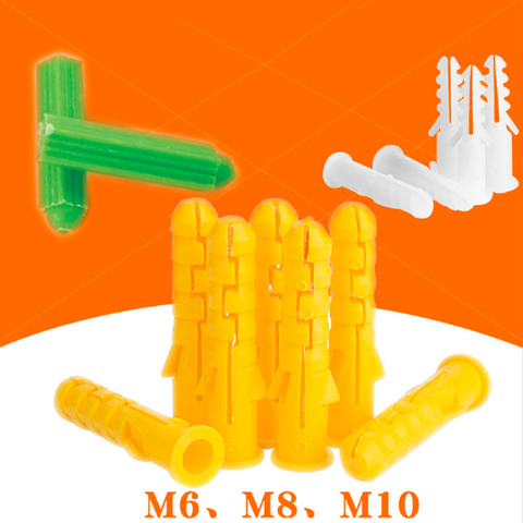 50pcs M6 M8 M10 Ribbed Plastic Anchor Wall Plastic Expansion Pipe Tube Wall Plugs For M3 M4 M5 M6 M8 Self-tapping Screws ► Photo 1/5