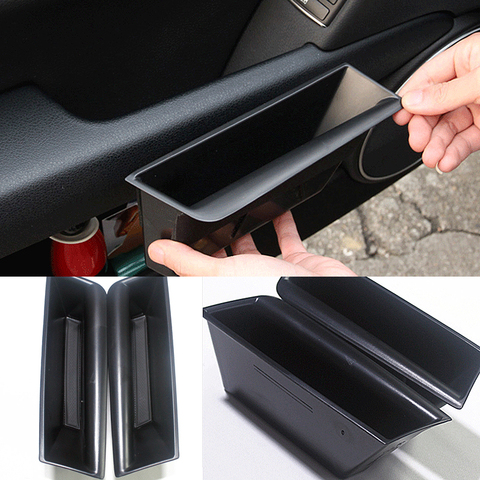 2 pieces Front Door Handle Storage Box For Mercedes Benz C class W204 2008-2014 Container Holder Tray Car Organizer Accessories ► Photo 1/6