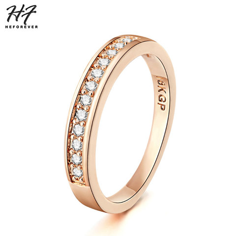 Top Quality Classic Rose Gold Color Cubic Zirconia Wedding Ring anel 9 pcs Rhinestones Jewelry Ring For Women bijoux R062 ► Photo 1/6