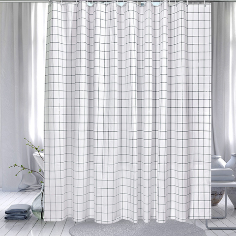 White Plaid Shower Curtain 180CM Waterproof Bathroom Partition Curtain White Polyester Moisture-Proof Shower Curtain D50 ► Photo 1/6