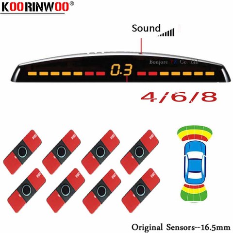 Koorinwoo LCD Parktronics Original 4/6/8 Sensors 16.5MM Car Automobile Reversing Radars Detector Parking Assistance Radar Alert ► Photo 1/6
