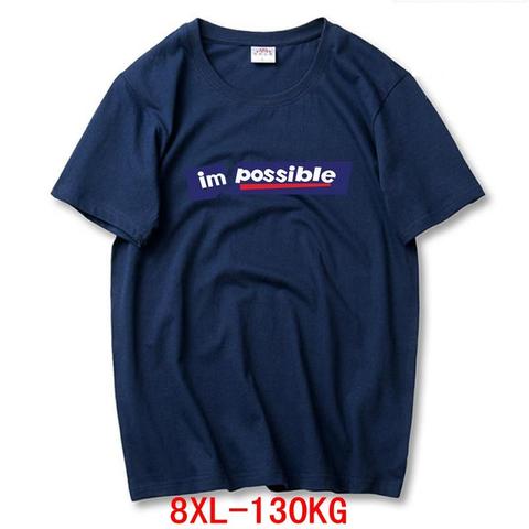 Men's Big T-Shirt Large Size 5XL 6XL 7XL 8XL Summer Short Sleeve Round Collar Letter Print Black Navy Blue Sports T-Shirt ► Photo 1/6