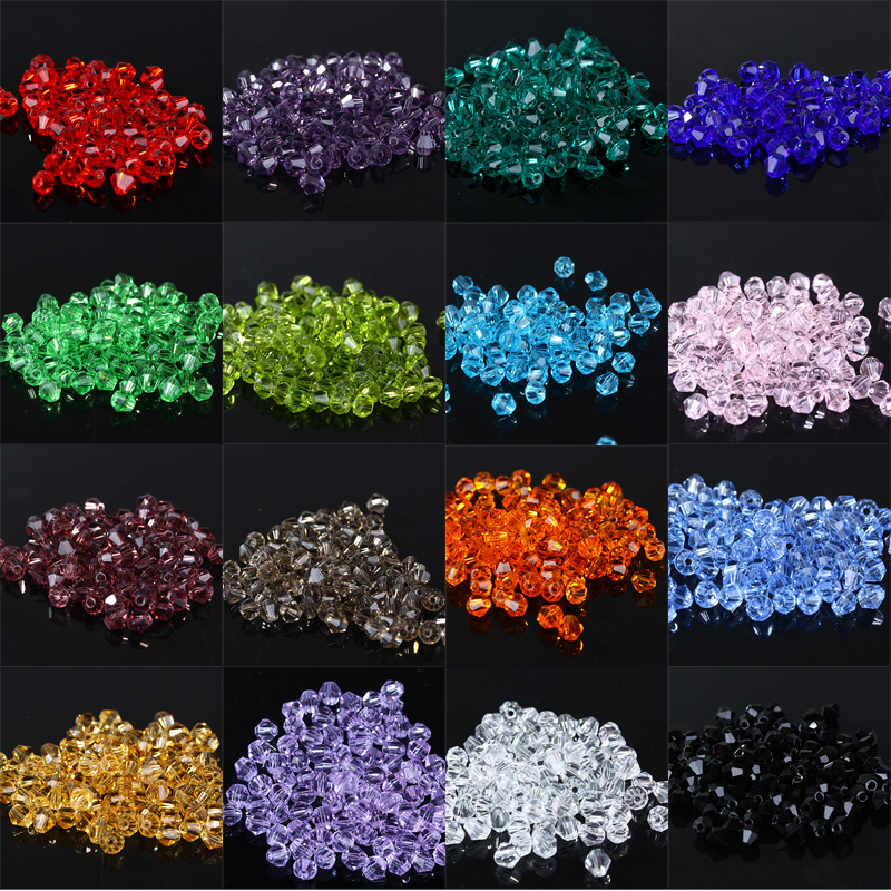 Wholesale 1000pcs Big Bag Colorful 4mm Bicone Crystal Beads Glass Beads  Loose Spacer Beads bracelet Jewelry