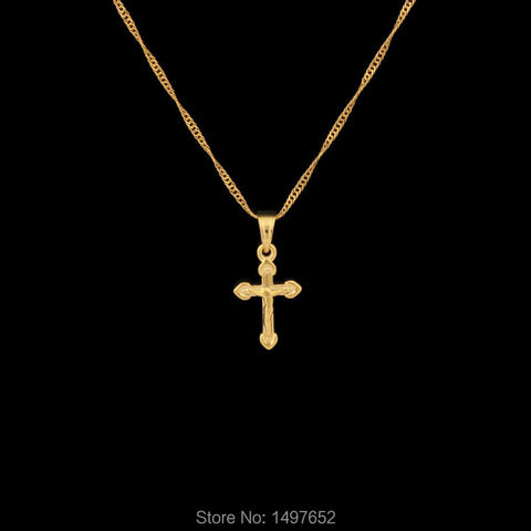 Fine Jewelry Jesus Cross Pendant Men18K Gold Color Pendant Necklace Christ Savior Jewelry Women Catholic With 45cm 60cm chain ► Photo 1/6