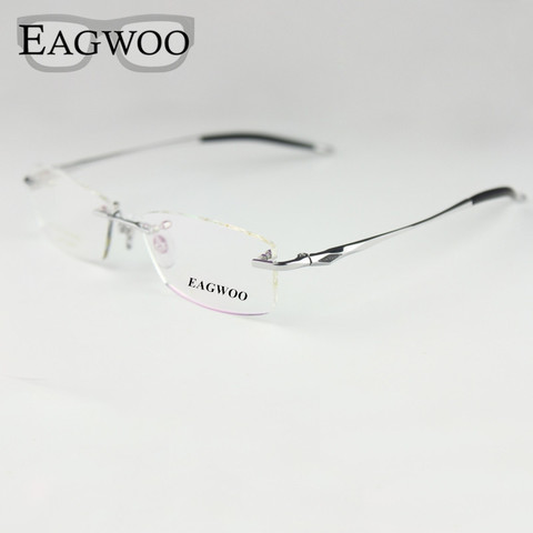 Pure Titanium Eyeglasses Rimless Optical Frame Prescription Spectacle Frameless Glasses For Men Eye glasses Silicon Foot 16123 ► Photo 1/5