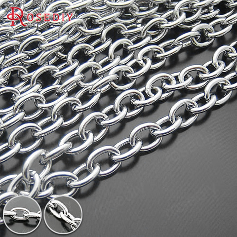 (16551-G)1 Meter Width 4.5MM 6MM 7MM Stainless Steel Color Iron Round Oval Shape Link Chains High Quality Connect Chains ► Photo 1/6