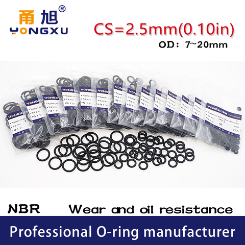 50PCS/lot Black NBR Sealing O-Ring CS2.5mm Thickness OD7/8/9/10/11/12/13/14/15/16/17/18/19/20*2.5mm Seal Rubber Gasket Washer ► Photo 1/6