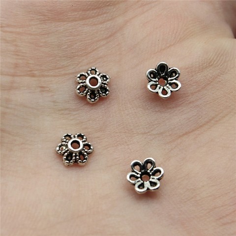 WYSIWYG 100pcs 5x5mm Beads Cap Bead End Caps Findings Hollow Flower Metal Charms Bead Caps For Jewelry Making ► Photo 1/6