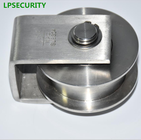 LPSECURITY 304 stainless steel gate roller wheel/gate pulley for gate opener with H shape groove 3.5 inch model height 82mm ► Photo 1/4