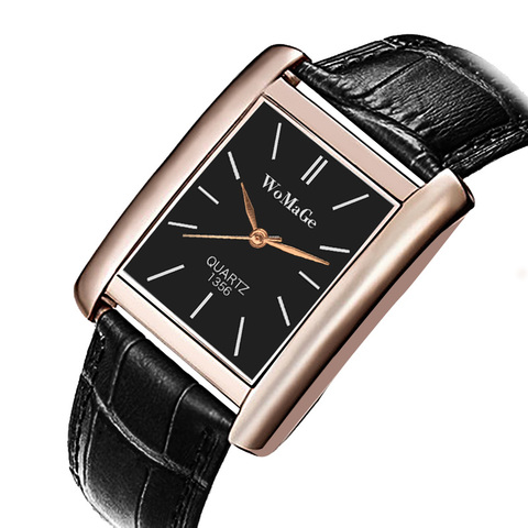 Rose Gold Rectangle Women Watches Luxury Brand Womage Wrist Watches for women Girl Fashion Quartz Watch Unisex Clock Reloj Mujer ► Photo 1/6