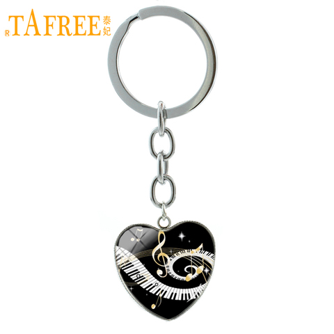 TAFREE Vintage Piano keys golden music notes key chain ring classic grand piano keyboard keychain musician lover jewelry HP323 ► Photo 1/5