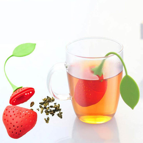 1 PCS Kitchen Supplies Tea Strainer Non-toxic Strawberry Shape Silicone Tea Infuser Tea Bag Teapot Accessory ► Photo 1/6