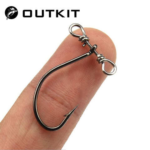OUTKIT 10pcs Down Shot Rig Hook Single Crank Fishing Hook High Carbon Steel Sharped Fishhooks For Soft Lure Bass With Balance ► Photo 1/6