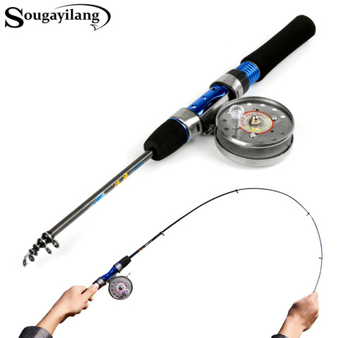 Sougayilang 120cm Carbon Fiber Ice Fishing Rod Mini Pole Portable Shrimp Winter  Fishing Rod With Fishing Reel Fishing Tackle ► Photo 1/6