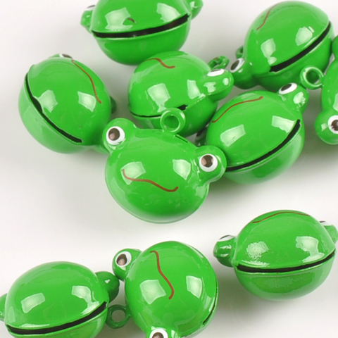 5pcs Frog Charms Cartoon Jingle Bells Christmas Decoration Gift Wholesale for Wind bell making 21x19mm YKL0698X ► Photo 1/4