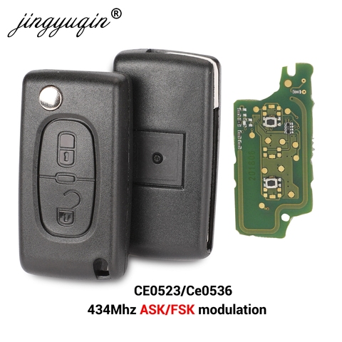 jingyuqin 434Mhz ASK FSK 2 Button Remote Flip Key Fob For Citroen C2 C3 C4 C5 C6 C8 Xsara Picasso CE0523 Ce0536 VA2/HCA Blade ► Photo 1/5