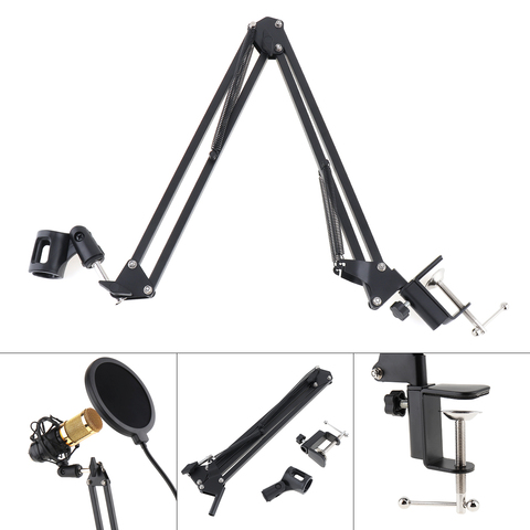 Black NB-35 Microphone Scissor Arm Stand Mic Clip Holder with Desktop Alloy Base Clampfor KTV / Studio Microphone accessories ► Photo 1/6