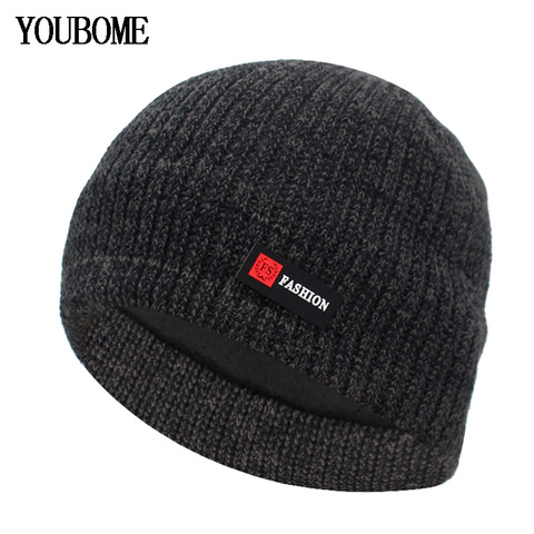 YOUBOME Fashion Knitted Hat Beanie Women Winter Hats For Men Skullies Beanies Brand Bonnet Famale Warm Mask Soft Knit Caps Hats ► Photo 1/6