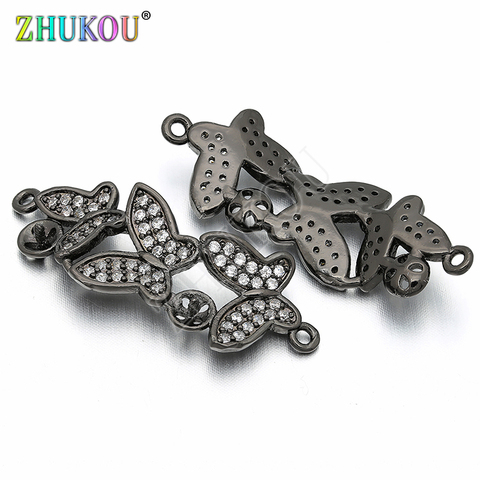 12*32mm Brass Cubic Zirconia Three Butterfly Connectors Charms DIY Jewelry Findings Accessories, Model: VS119 ► Photo 1/5