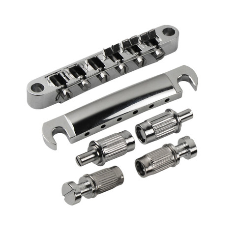 FLEOR Set of Electric Guitar Tune-O-Matic Bridge & Tailpiece Chrome for LP SG Style Guitar Parts ► Photo 1/5