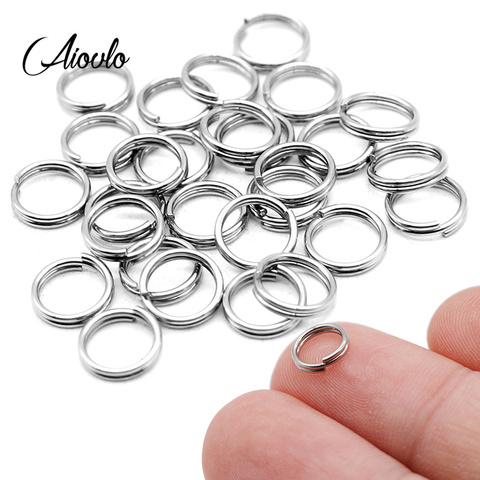 Aiovlo 100pcs/lot 6 8 10 12 15 Mm Stainless Steel Jump  Split Rings Key Chain Utility Connectors for Diy Jewelry Making ► Photo 1/6