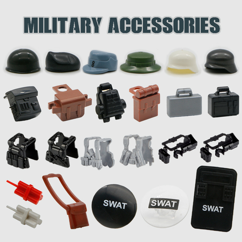 WW2 Military Weapon Pack Building Blocks SWAT Team City Police Army Soldier Figure Accessories Bricks Toy Compatible Arms Blocks ► Photo 1/6